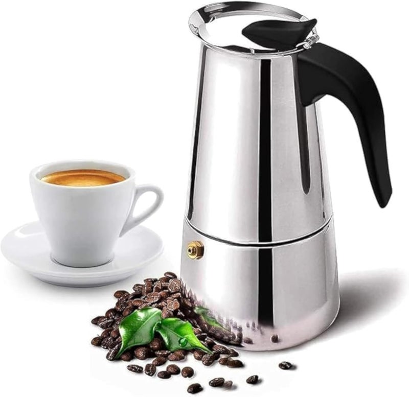3D CREATIONS Coffee Stovetop Espresso Maker Stainless Steel, Moka Stove Pot, Percolator Carafe Coffee Maker for 2 Cups (Assorted Colors)